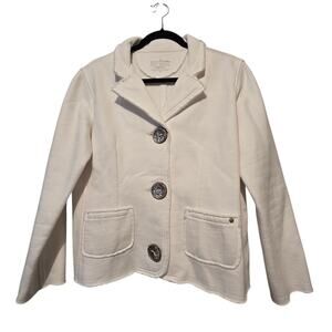 Neon Buddha Jersey Knit Blazer Jacket Womens MED White Artsy Boho Lagenlook